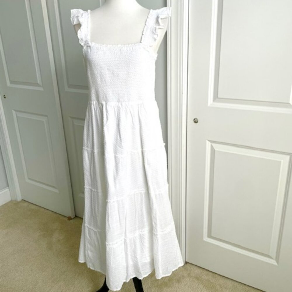 J. Crew White Ruffle Strap Dress